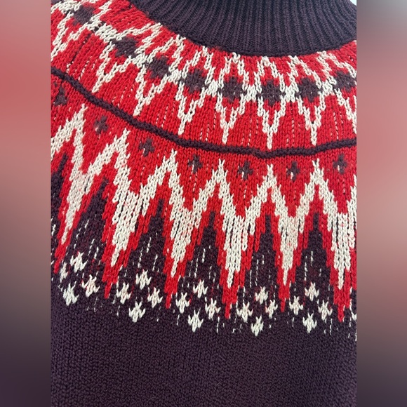 Free People Scotland Sweater Dress Plum & Red Fair Isle Sweater Dress Size Small - Picture 3 of 11